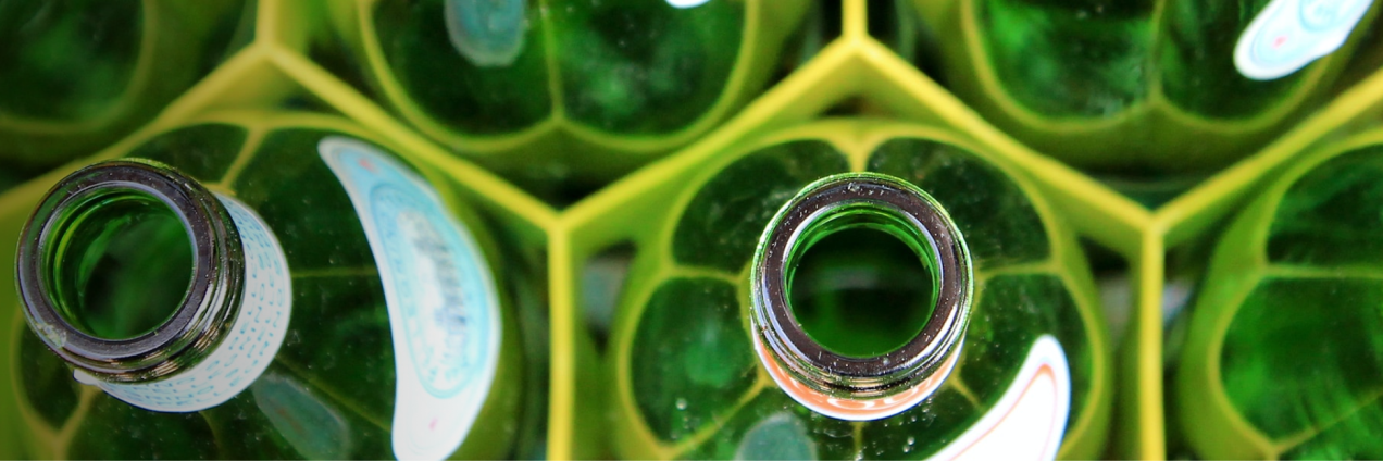 Botellas de vidrio reciclable