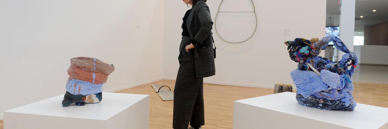 Visitante en una exposición de arte