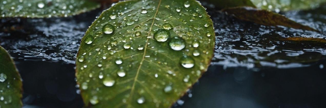 Imagen hoja con gotas de agua