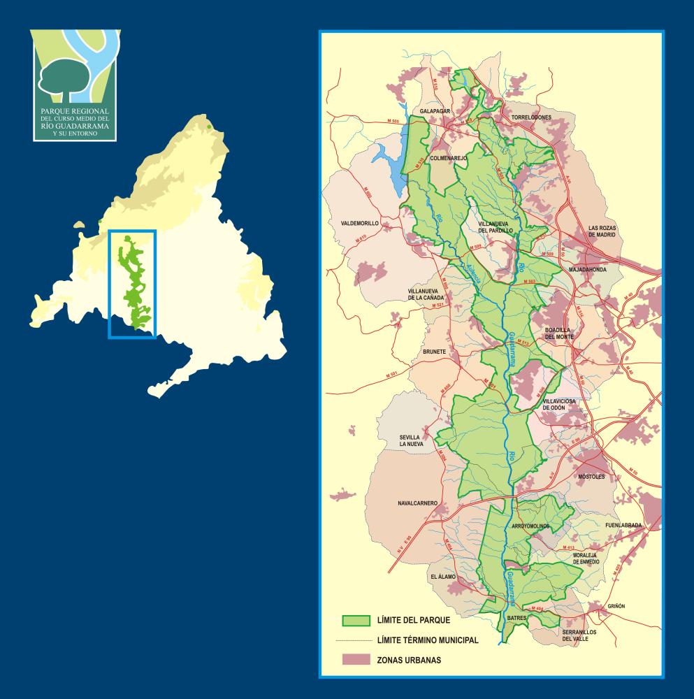 Mapa de localización. Parque Regional del curso medio del río Guadarrama y su entorno