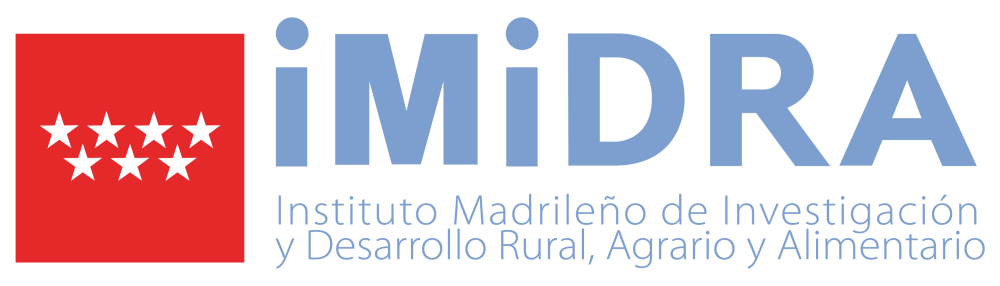 Logotipo del IMIDRA  con el símbolo de la CM y en color azul