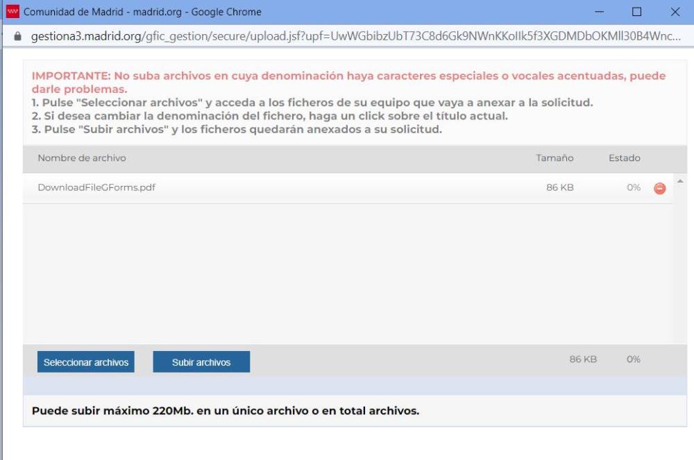 pantallazo trámite