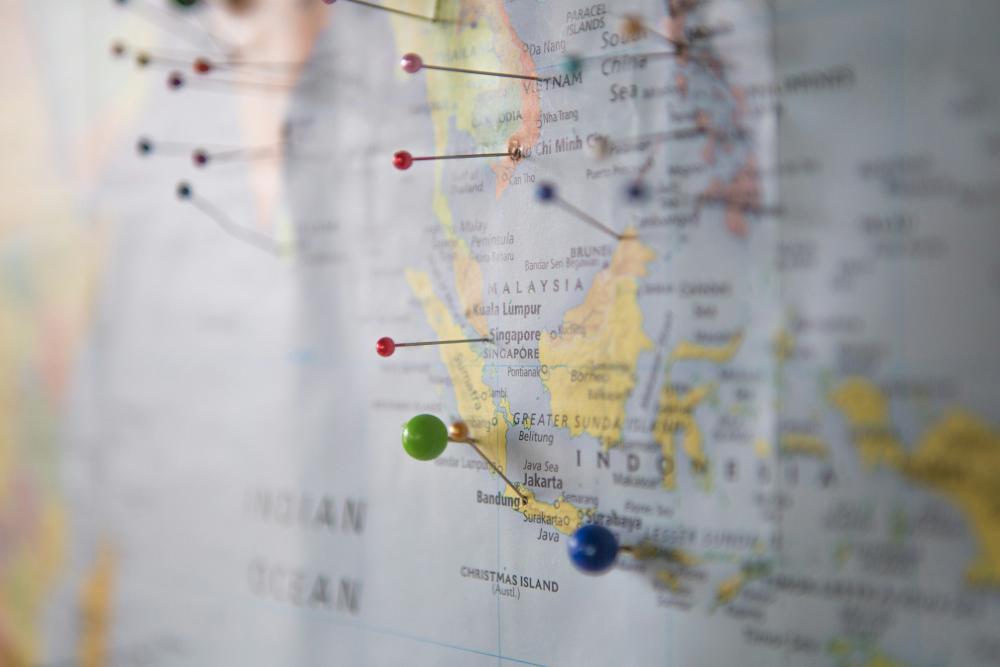 Mapa con países señalados