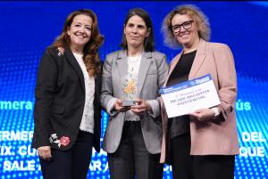 La consejera Fátima Matute durante la clausura de la Jornada organizada por la Gerencia de Cuidados de la Administración regional y Colegio Oficial de Enfermería de Madrid