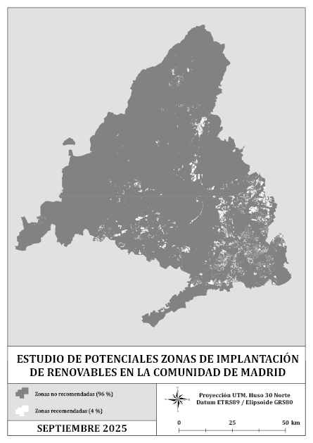 Mapa de potenciales zonas de implantación de renovables en la Comunidad de Madrid