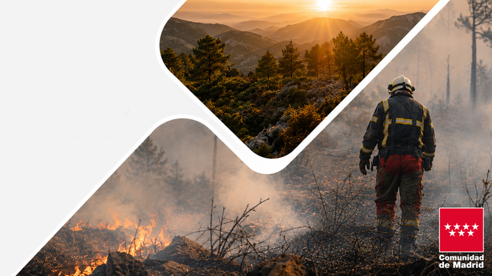 Un bombero en un incendio