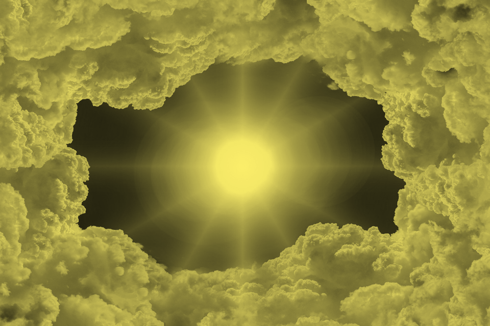 Sol y nubes amarillo Sol y nubes amarillo con fondo negro
