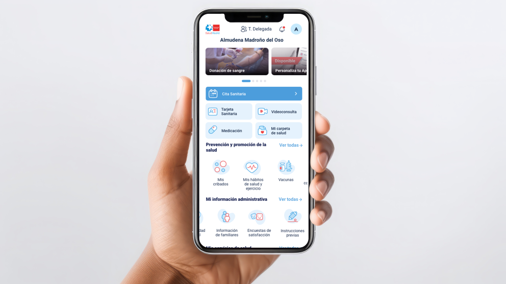 Imagen en primer plano de la aplicación Tarjeta Sanitaria Virtual en un dispositivo móvil