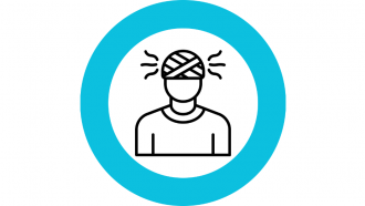 icono de línea negra de persona con cabeza vendada