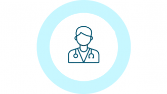Icono de línea azul de profesional médico