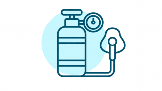 icono línea azul de botella de oxígeno prueba