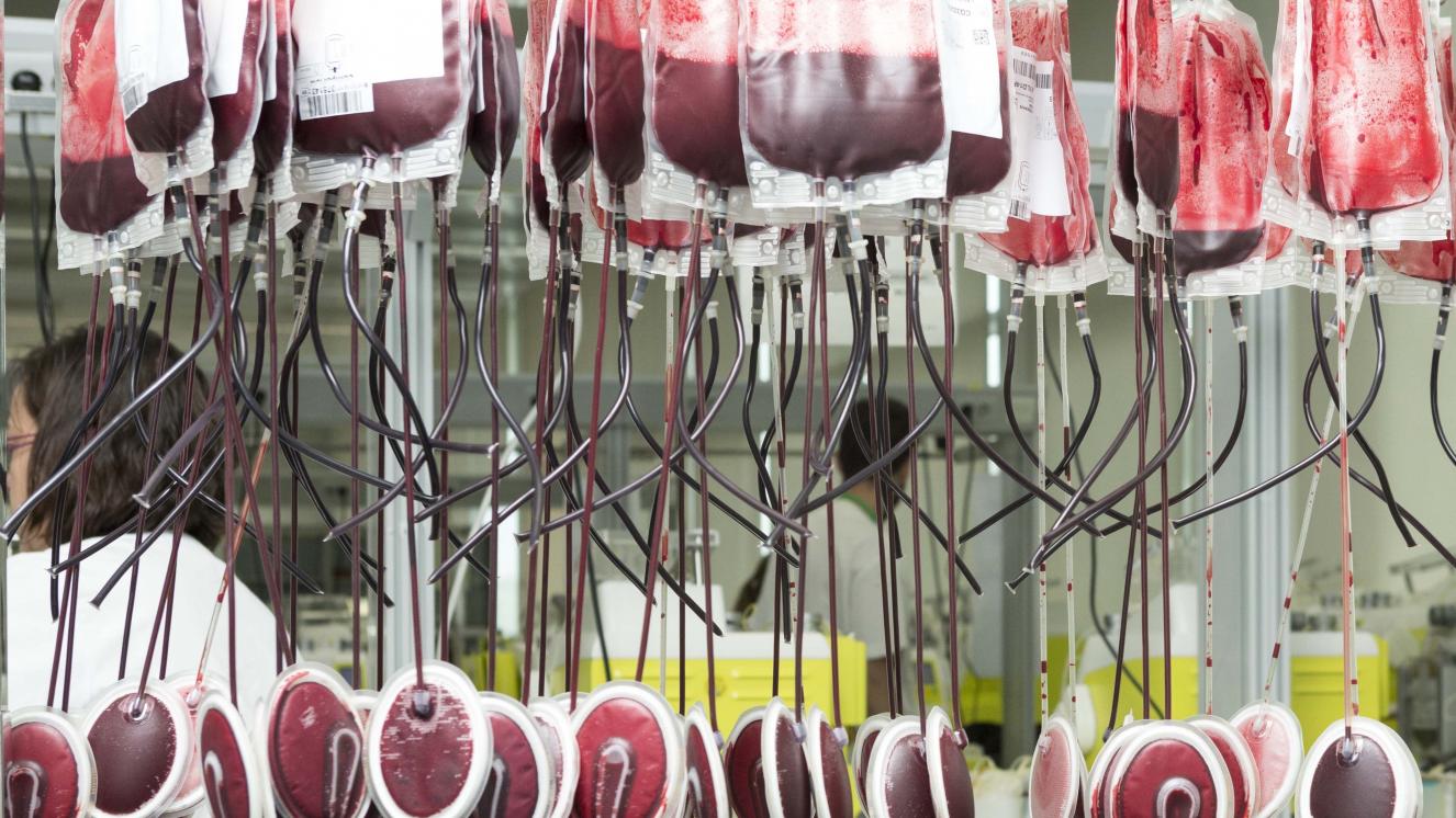 Coat racks with blood bags