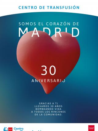 Un corazón en primer plano con la leyenda Somos el corazón de Madrid. 30 Aniversario