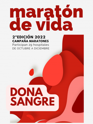 cartel con imágenes redondeadas de colres rojo que caen de derecha a izquierda como en una cascada