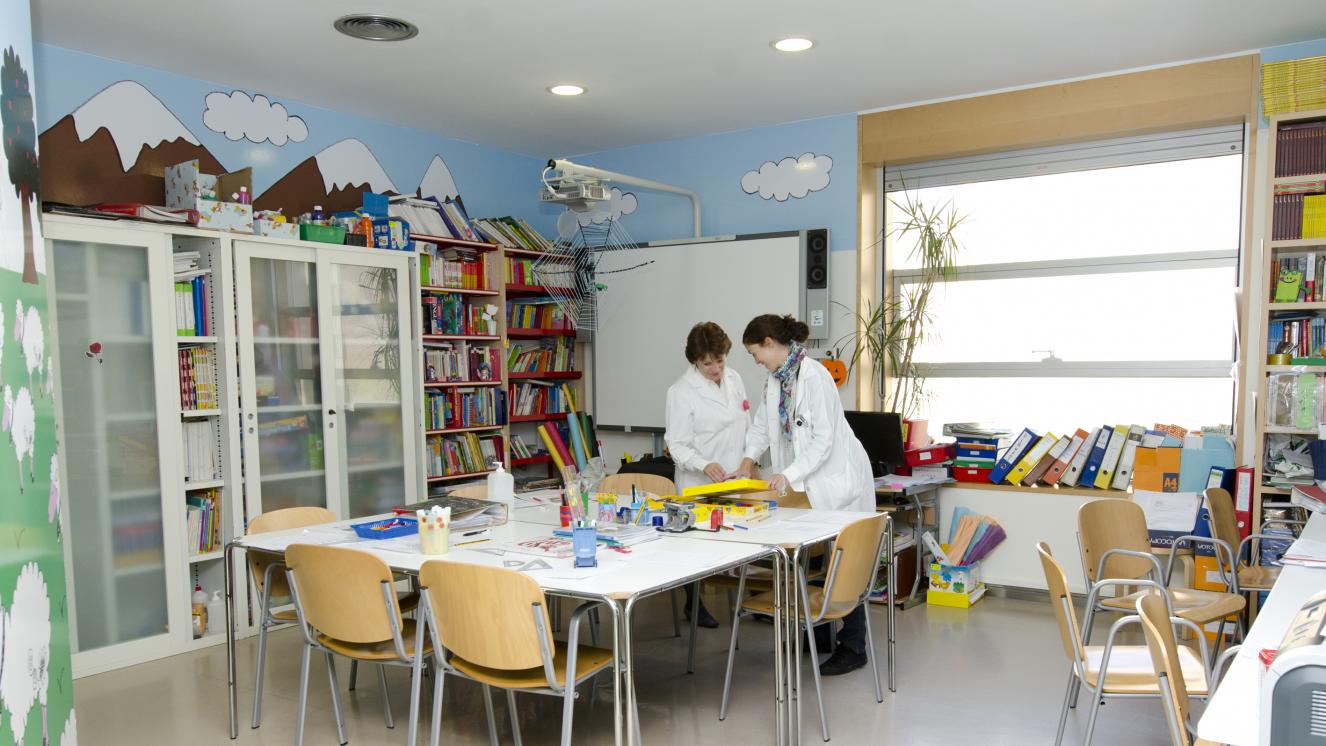 Aula del colegio en el Marañón