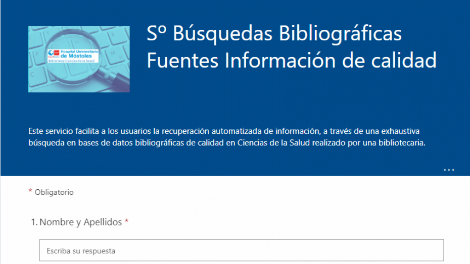 Servicio de Búsquedas Bibliográficas Hospital Universitario de Móstoles