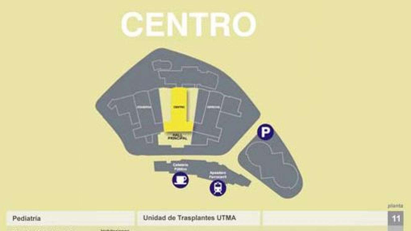 Plano de la zona centro del hospital