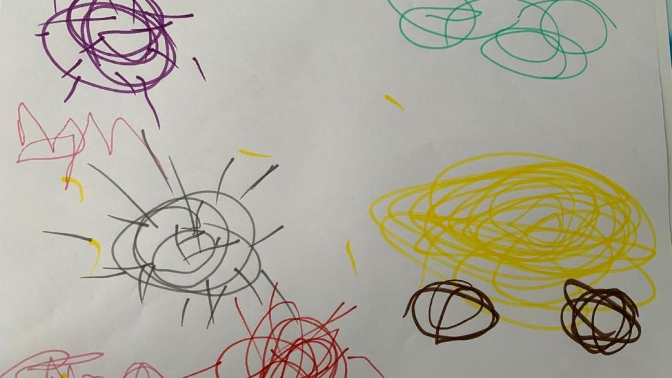 Dibujo realizado por María García en la Categoría Héroes del COVID ( De 2 a 5 años)