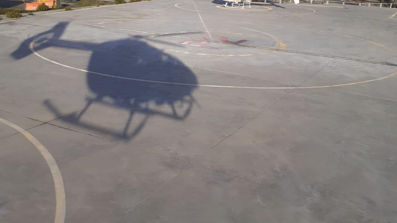 Sombra proyectada por el Helicóptero Medicalizado del SUMMA 112 con base en Las Rozas de Madrid. Imagen tomada desde el propio helicóptero. Autora: María Redondo Lozano. 