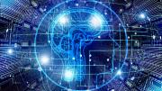 Perfil humano con un cerebro digital rodeado de circuitos electrónicos