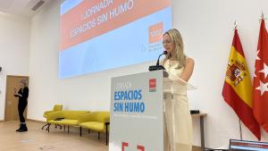 La viceconsejera Laura Gutiérrez durante la inauguración de la Jornada en el Hospital de La Princesa