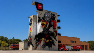 Mural en el parque de bomberos de Pozuelo de Alarcón