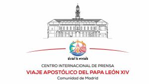 Cartel del Centro Internacional de Prensa durante la visita del Papa León XIV