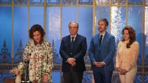 Fátima Matute y Miguel Ángel García en la toma de posesión de la nueva Junta de Gobierno del Colegio Oficial de Farmacéuticos de Madrid