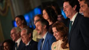 Fátima Matute y Miguel Ángel García en la toma de posesión de la nueva Junta de Gobierno del Colegio Oficial de Farmacéuticos de Madrid