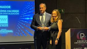 El consejero Miguel López-Valverde durante los Premios Empresariales organizados por la Asociación de Empresarios de Tres Cantos