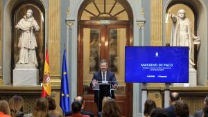 El consejero Miguel Ángel García Martín durante la jornada de Jurisprudencia e Hispanidad que se celebra en el Senado de España en el marco de Hispanidad 2026