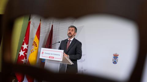 El portavoz del Gobierno regional Miguel Ángel García en rueda de prensa