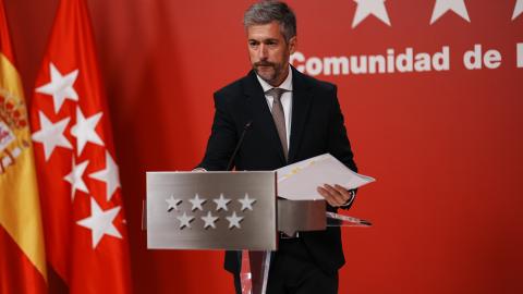 El portavoz Miguel Ángel García, en la sala de prensa de la Real Casa de Correos