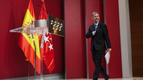 El portavoz Miguel Ángel García, tras la reunión del Consejo de Gobierno
