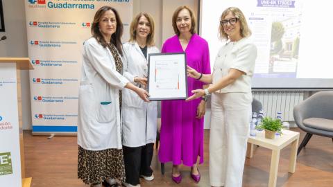 Entrega Certificado UNE Seguridad paciente Hospital Guadarrama
