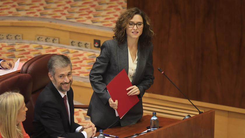 La presidenta Isabel Díaz Ayuso, en la sesión de control en la Asamblea de Madrid