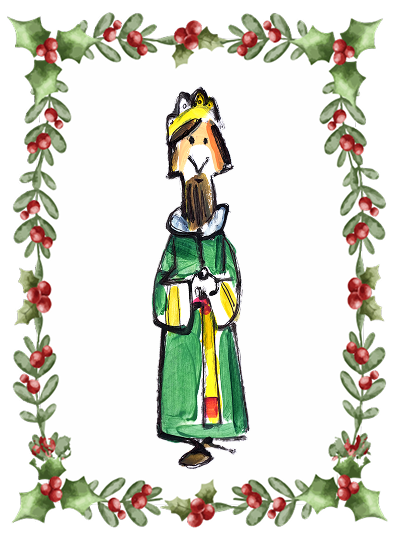 Ilustración que representa al rey Gaspar rodeado de una guirnalda