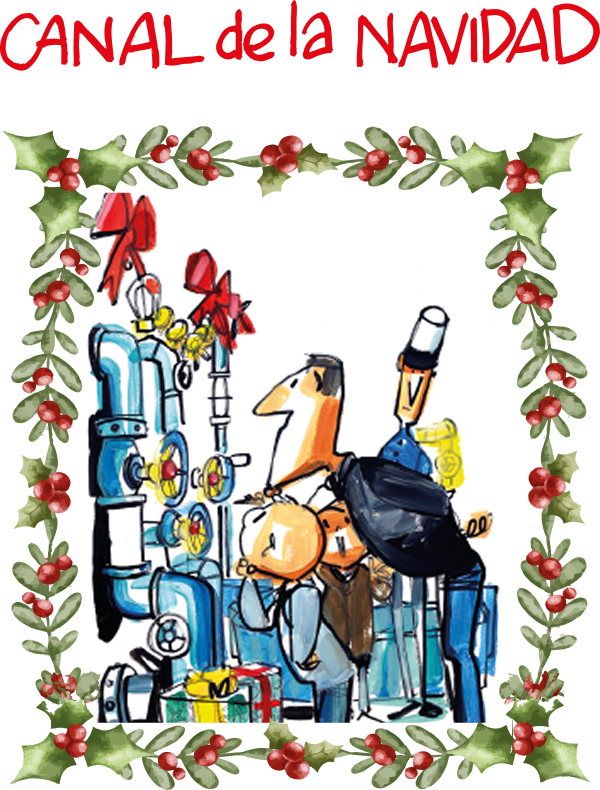 Ilustración que respresenta a un padre con un hijo jugando con tuberías