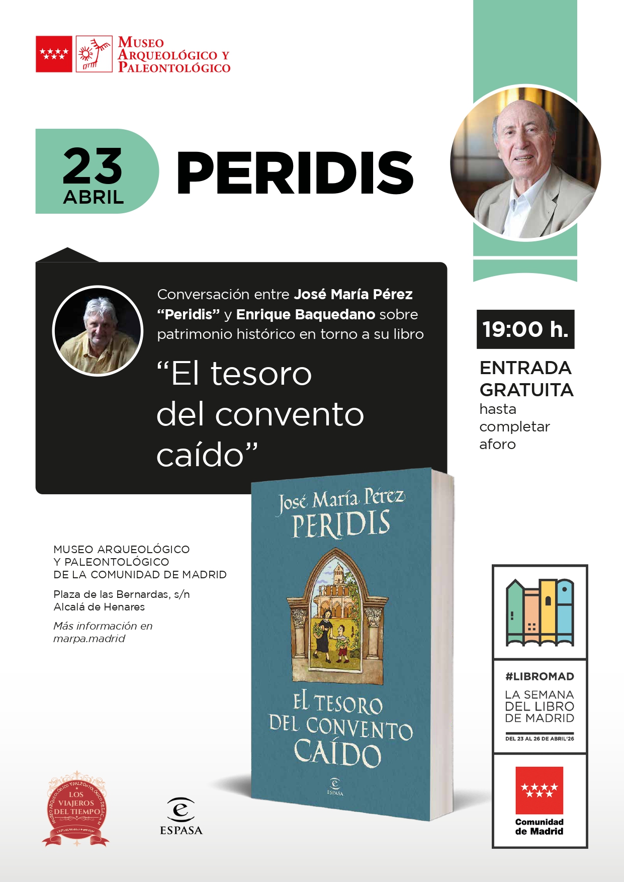 Cartel informativo de la presentación del libro de José Mª Pérez 'Peridis'