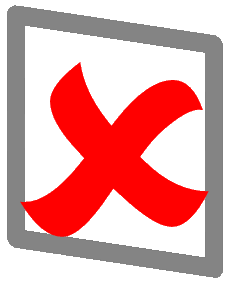 Gray box with red negative check mark