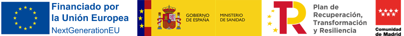 conjunto de logotipos de fondos europeos, ministerio de sanidad y comunidad de madrid