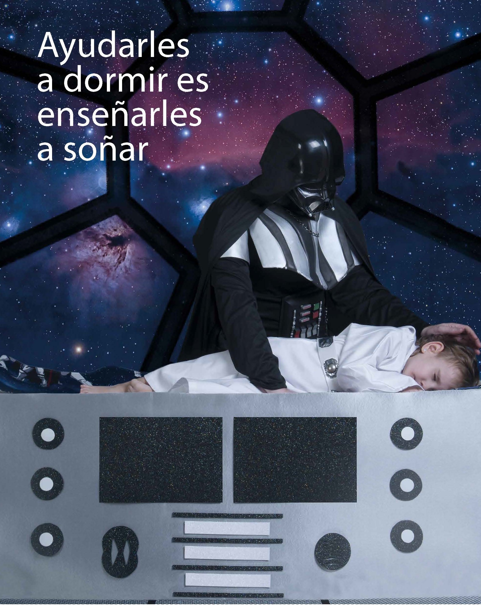 darth vader acostando a un niño pequeño