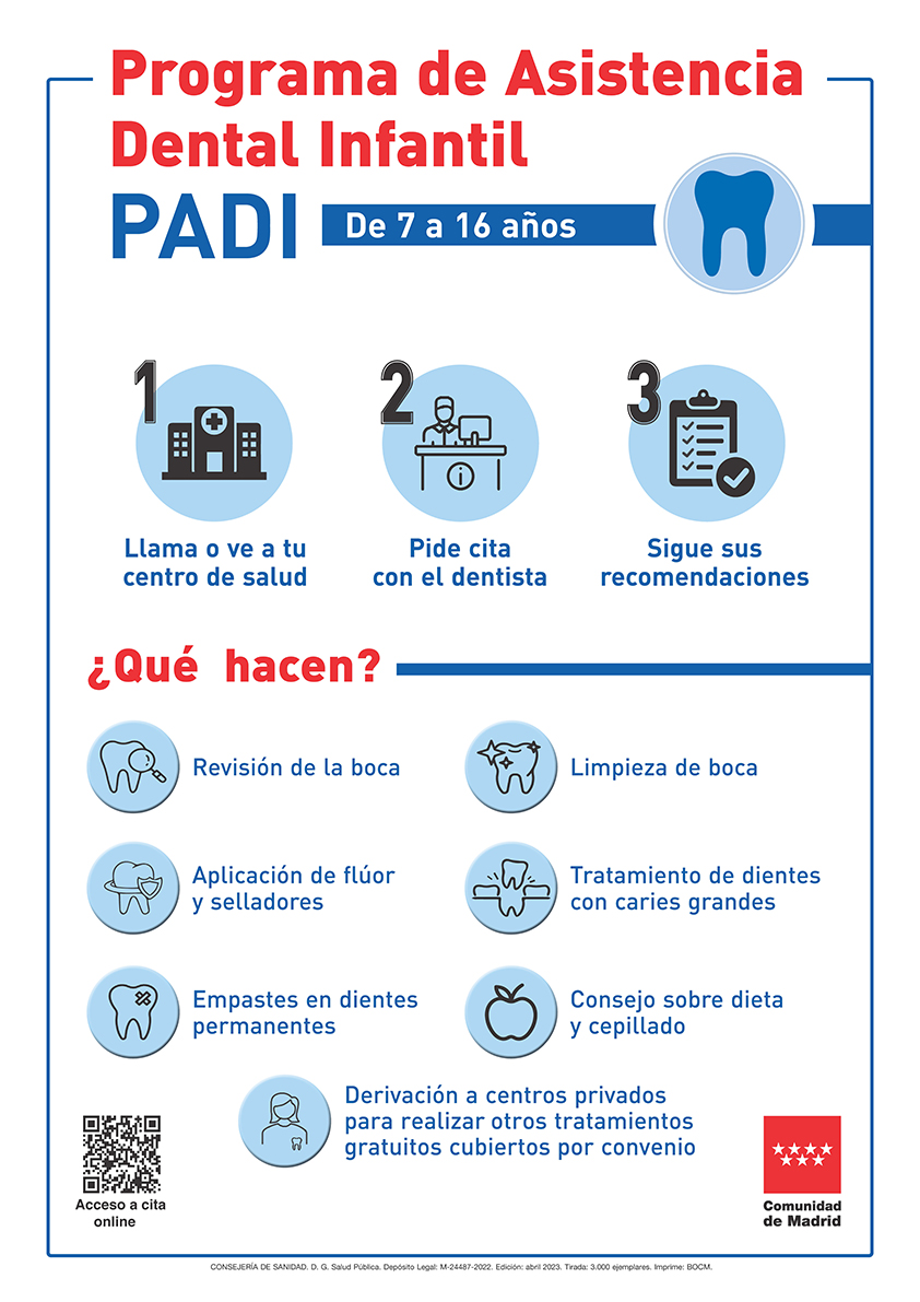 Cartel programa atención dental infantil