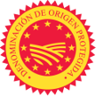 Logo de la Denominación de Origen Protegida (DOP) en colores rojo y amarillo