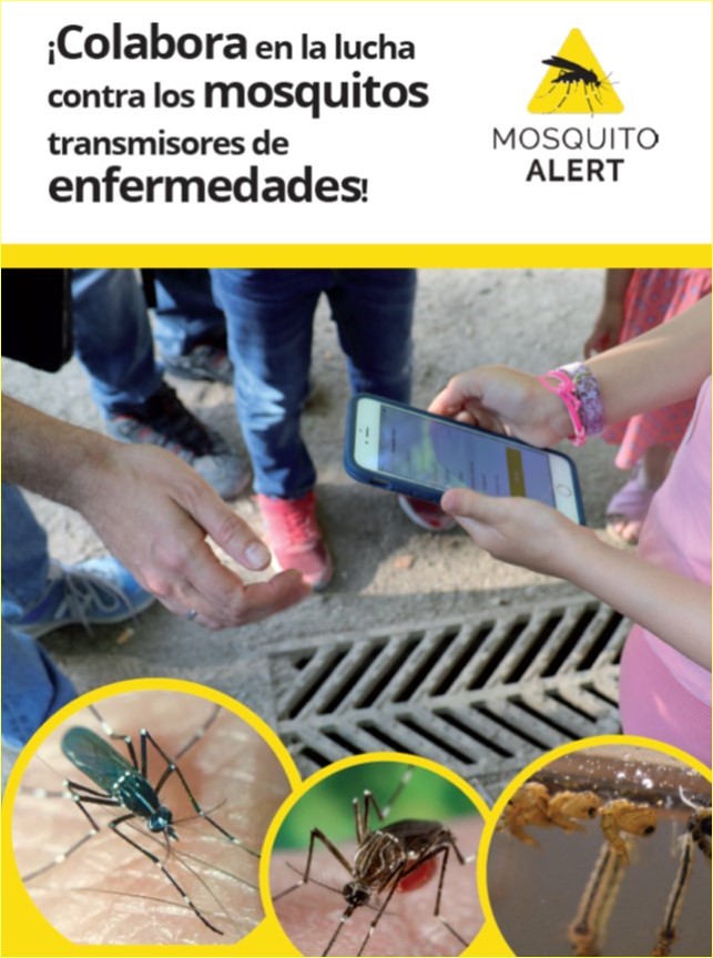 Portada del díptico de Mosquito Alert Colabora en la luchas contra los mosquitos transmisores de enfermedades