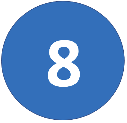 Número ocho en azul y blanco