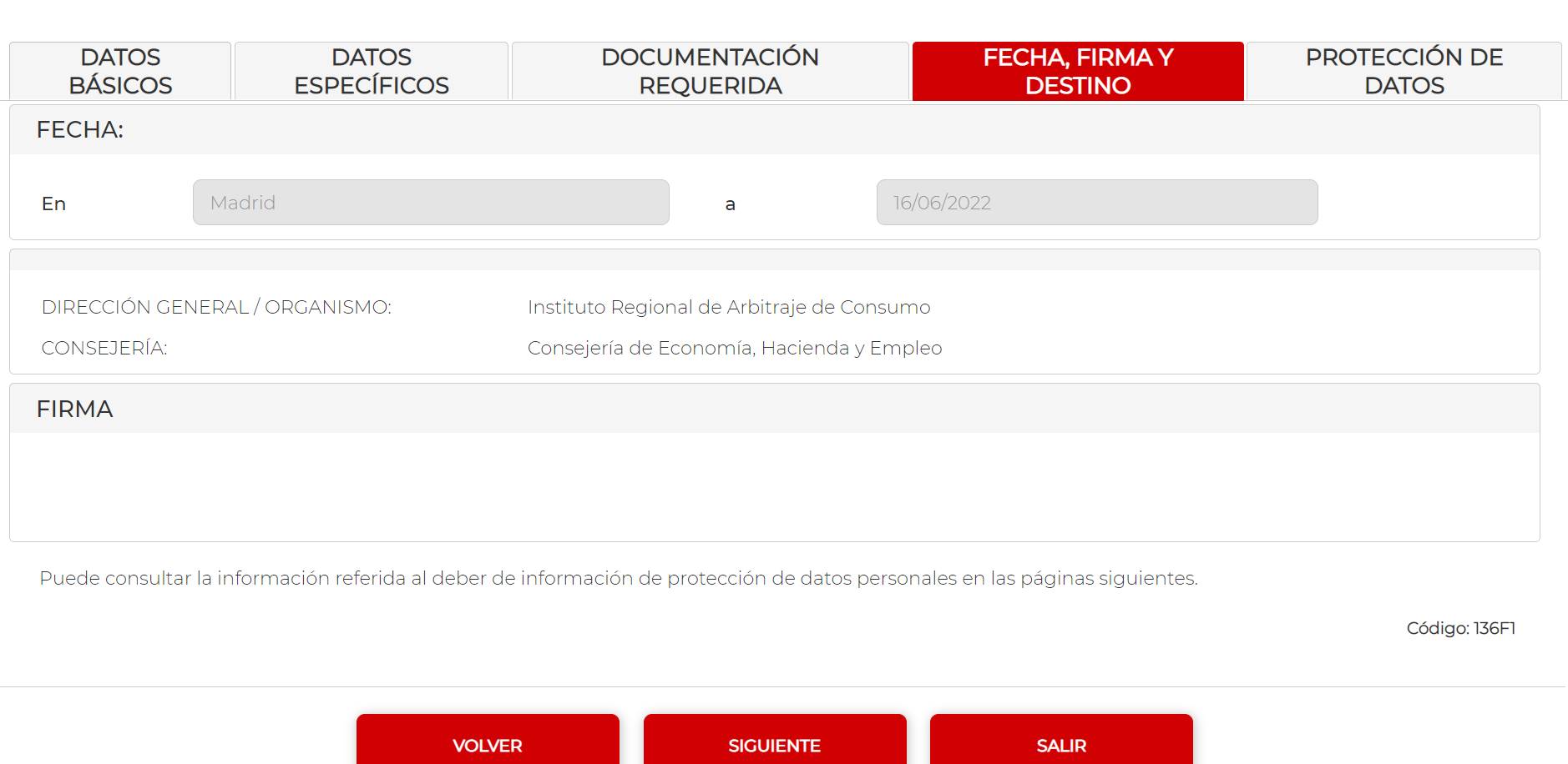 pantallazo trámite