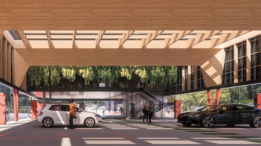 La Comunidad de Madrid pone en marcha la mayor electrolinera de uso público situada dentro de la M-30 con energía 100% renovable Electrolinera de uso público