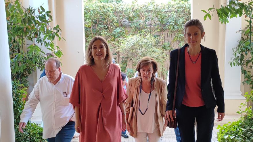 La consejera Marta Rivera entrando por la puerta del palacio