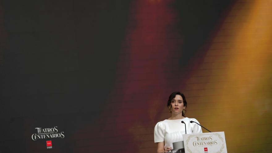La presidenta Isabel Díaz Ayuso durante el acto de homenaje